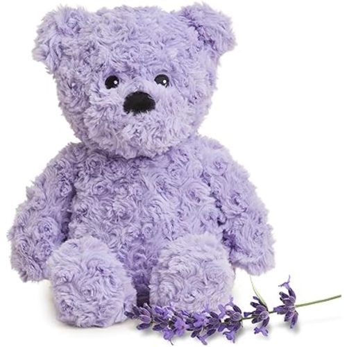 warmies Microwavable & Weighted Stuffed Animals, Purple Curly Bear - Heated Stuffed Animal Plushie for Warmth & Comfort - Cute Soft Plush Toys for Adults & Children (Boys, Girls, Babies & Toddlers)