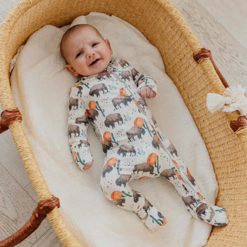 Convertible Zip-Up Footie - Bison