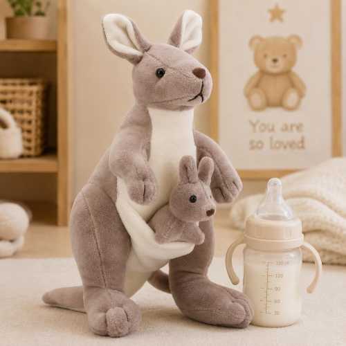 Kangaroo with Baby Joey Stuffed Animal, Nursery Decor, Kids Gift