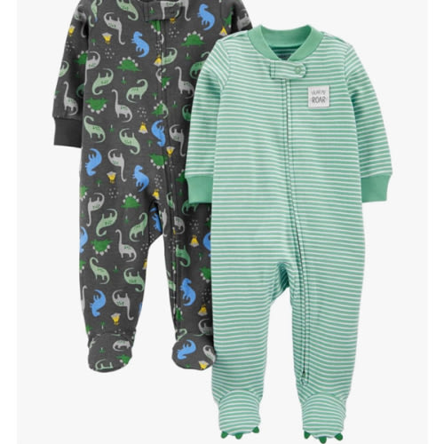 Simple Joys by Carter's baby-boys 2-way Zip Thermal Footed Sleep and Play, Pack of 2