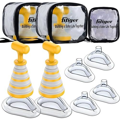 FoldPumpVac Collapsible Airway Clearance Device 2 Pack, First Aid Kit for Children and Adults, Suction Rescue Device for Kids and Adults