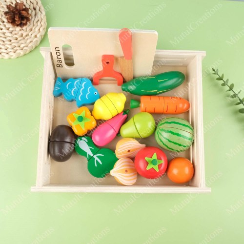 Custom Children Kitchen Toys, Wooden Toy Children's Kitchen, Wood Play Food, Toddler Vegetable And Fruit Cutter, Kitchen Play