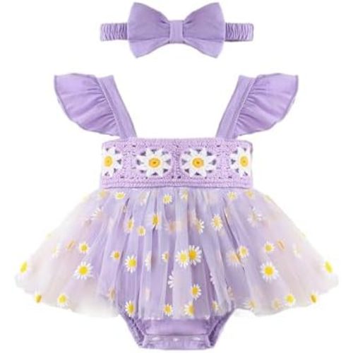 Baby Girls Romper Dress Summer Clothes Infant Tutu Dresses Newborn Ruffle Sleeve Tulle Skirt Jumpsuit Headband Outfit