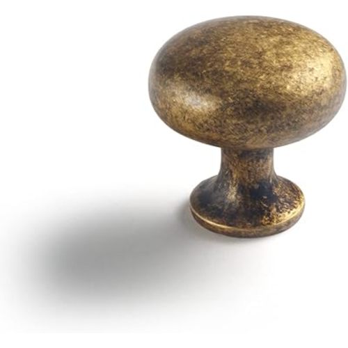 Goo-Ki Vintage Retro Antique Brass Zinc Alloy Cabinet Knob - Single Hole Center Affordable Luxury Cabinet Pull Hardware for Bedroom, Kitchen, 6 Pack…
