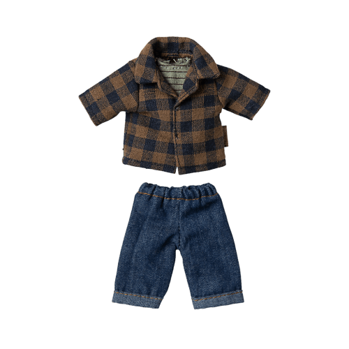 Brown checked shirt and pants, Dad mouse