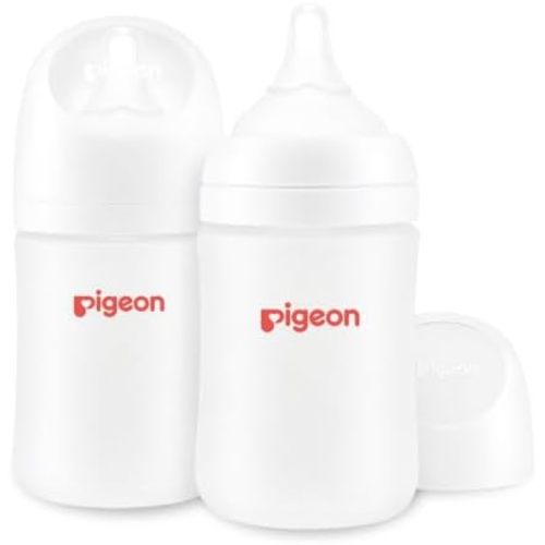 Pigeon Silicone Coating Baby Bottles, Wide Neck, 5 oz, Pack of 2