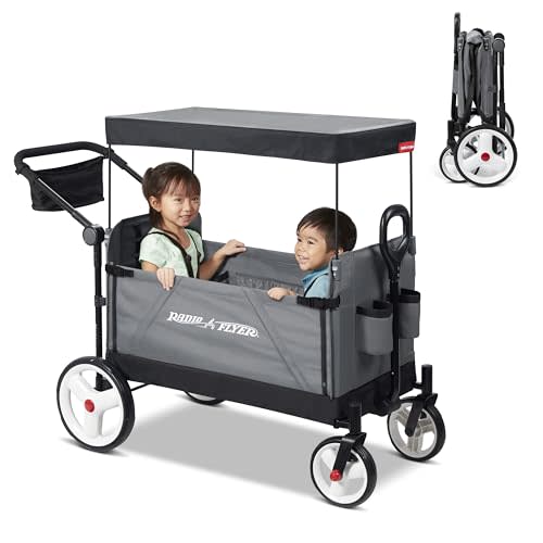 Stroller Wagon for Kids, Baby Stroller, Utility Cart, Rolling Cart, Radio Flyer City Luxe Stroll 'N Wagon, for Ages 1+ Years, Gray
