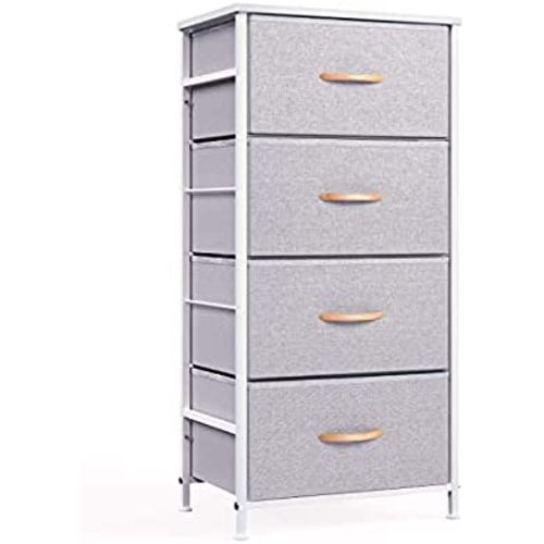 ROMOON 4 Drawer Fabric Dresser Storage Tower, Organizer Unit for Bedroom, Closet, Entryway, Hallway, Nursery Room - Gray