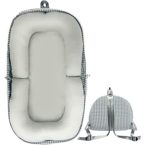 Baby Lounger, Foldable Portable Infant Lounger, Baby Nest Cover, Suitable for 0-24 Months Newborn Baby Lounger,Home Travel Dual-Purpose Baby Nest (Gray)