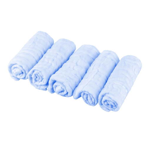 5-Pack Organic Cotton Muslin Washcloths - Super Soft Reusable Wipes And Face Towels for Sensitive Skin, Bath Time, Makeup Removal, Gentle And Absorbent(Blue)Ciozy