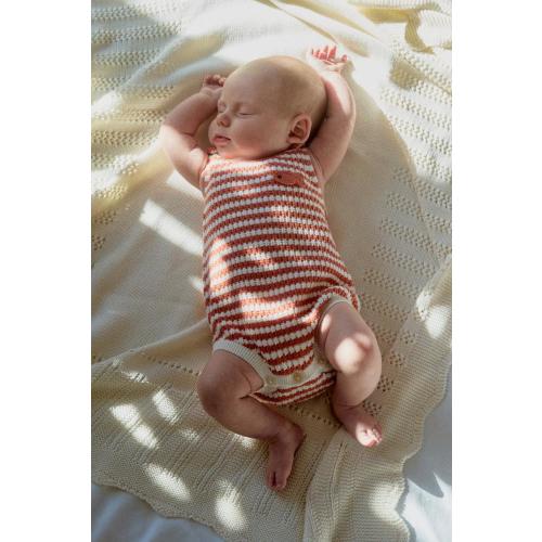 EMBROIDERED FISH STRIPED KNIT ROMPER - Ecru | ZARA United States