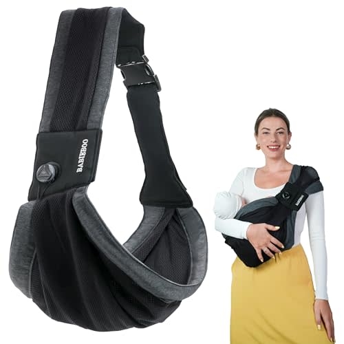 Baby Sling Carrier 8-30 lbs, Newborn Nursing, Toddler Carrier with Safety Buckle, Knob Tech Baby Closer, Adjustable Shoulder Strap, Portable and Lightweight (Black)