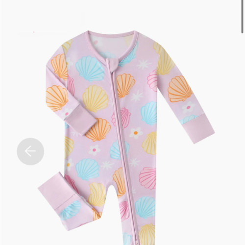 PoshTOT Colorful Seashell Bamboo Baby Convertible Zippy Romper