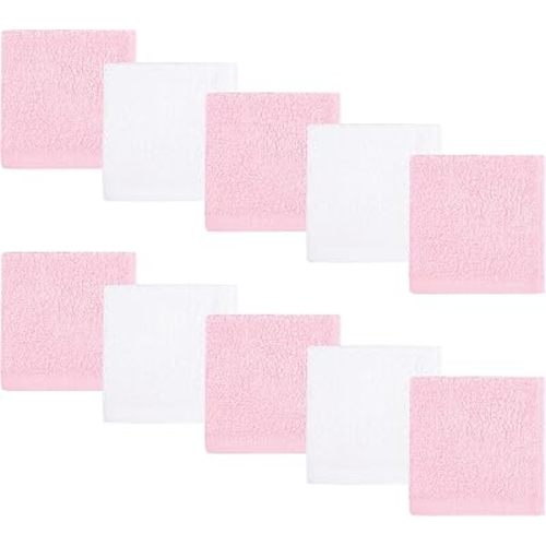 Baby Washcloths 10 Pack Rayon from Bamboo Ultra Soft Absorbent Terry Wash Cloth 10" x 10" Bath Towels for Face Burp Wipes Reusable Lightweight Newborn Essentials Shower Gift Set