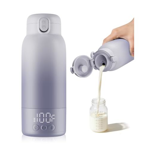 Portable Bottle Warmer for Travel, Baby Milk Warmer with Fast Heating & Long Battery Life, 17 Ounces Large Capacity Bottle Warmer with Long-Lasting Keep Warm Function