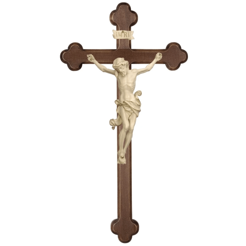 Leonardo Corpus on Baroque Dark Stained Cross – Italian Wood Carvings