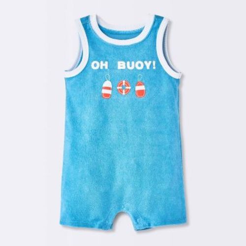 Baby Boys' Oh Buoy Terry Sleeveless Romper - Cloud Island™ Blue 6-9M