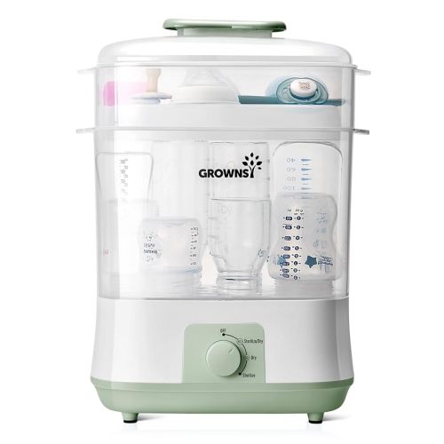 Grownsy Adjustable 4 in 1 Large Bottle Sterilizer and Dryer, 8 Bottles Capacity,Electric Steam Baby Bottle Sterilizer, Sanitizer for Baby Bottles & Pacifiers, Breast Pump Parts Green