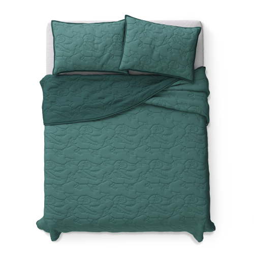 Mainstays Kids Reversible Dino Stitch Quilt Set, Full/Queen, 3 Pieces