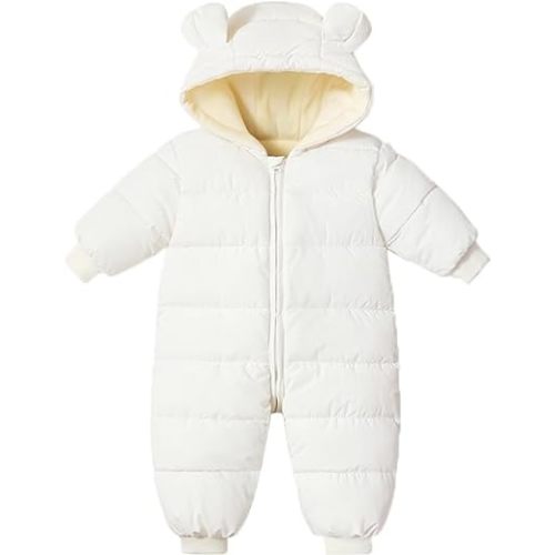 Infant Toddler Snowsuit Cute Baby Bear Suit Newborn Winter Coat Warm Hooded Jumpsuit for Boys Girls