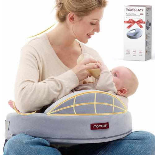 Momcozy Nursing Pillow for Breastfeeding, Original Plus Size Breastfeeding Pillows for Mom and Baby, with Removable Cotton Cover and Adjustable Waist Strap