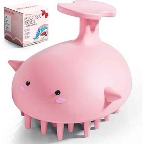 Scalp Massager Hair Growth Shampoo Brush, Silicone Scalp Scrubber Shower Scalp Brush for Hair, Head Massager Scalp Exfoliator for Dandruff Removal, Wet Dry Scalp Massage Tool for Hair Care, Pink