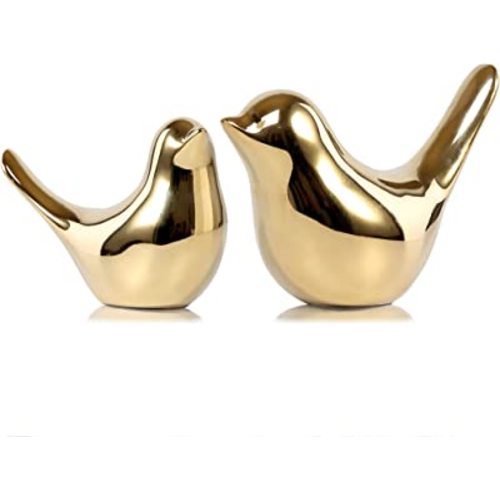 FANTESTICRYAN Small Birds Statues Gold Home Decor Modern Style Figurine Decorative Ornaments for Living Room, Bedroom, Office Desktop, Cabinets
