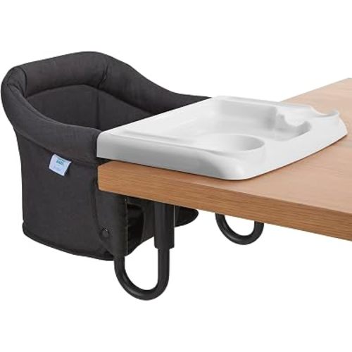 Evolur Hook-On Baby High Chair, Portable Clamp-On Dining Seat, Black