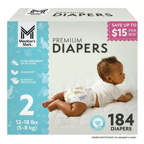 Member's Mark Premium Baby Diapers, Sizes Newborn - 8 - Samsclub.com