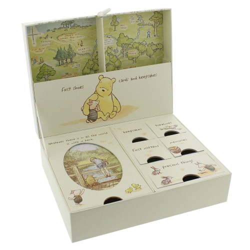 Pooh Classics Keepsakes Box with Compartments - Yellow Storage Organizer for Nursery