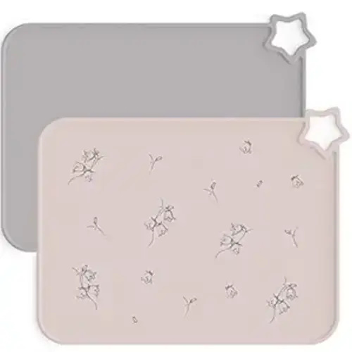 Moonkie Silicone Placemat for Babies: Toddler Table Mats for Self-Feeding | BPA-Free Non-Slip Stain-Proof Reusable Heat-Resistant Dishwasher Safe for Restaurant & Travel 2 Packs