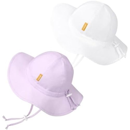 Baby Girl Sun Hat with UPF 50+ Outdoor Adjustable Toddler Beach Hat with Wide Brim Bucket Hats for Kids