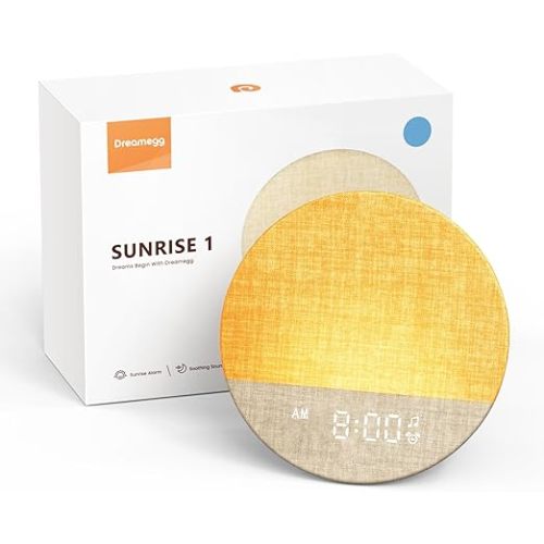 Dreamegg Sunrise 1 - Sunrise Alarm Clock, Sound Machine for Sleep, Customizable Sleep Routines, Dimmable Night Light, 29 Soothing Sounds, White Noise Machine, Wake Up Light for Bedrooms, Adults, Kids