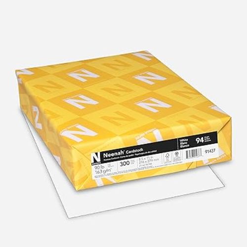 Neenah Index Cardstock, 8.5" x 11", 90 lb/163 gsm, White, Lightweight, 94 Brightness, 300 Sheets (91437)