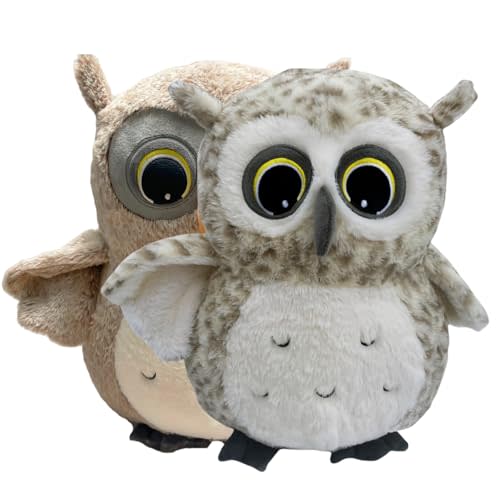 Ryttir 2 Pack 11.7Inch Chubby Small Owl Stuffed Animal, Adventure Stuffed Owl Plush Toy, Brave Boy's and Girl's Room Decor, Funny Valentine Owls Gift for Kids and Women