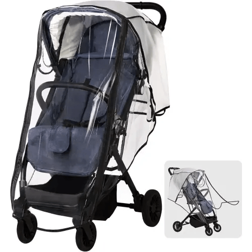 Universal Stroller Rain Cover, Clear Breathable Weather Shield with Waterproof Zipper, 4 Seasons Protection (XL)