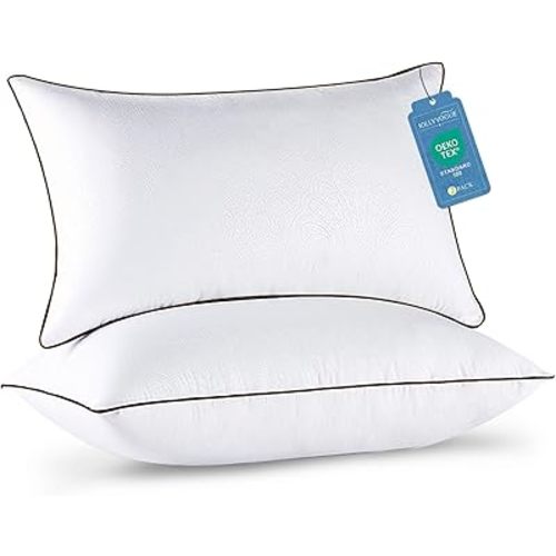 JOLLYVOGUE Pillows Queen Size Set of 2, Cooling and Firm Pillows with Oeko-Tex Certified Down Alternative Filling for Side, Back, and Stomach Sleepers, Hotel Collection