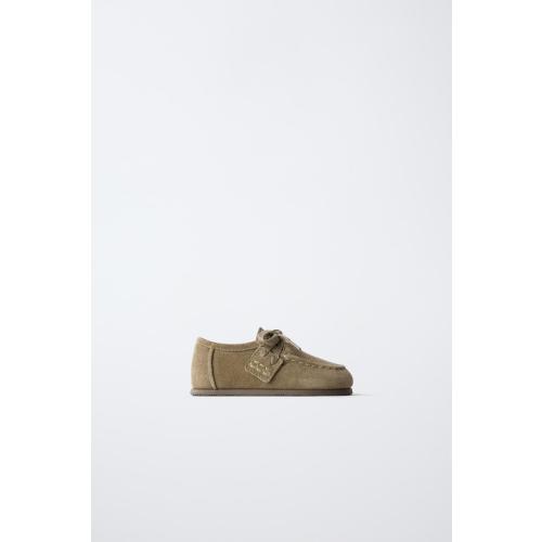 LEATHER BAREFOOT BOAT SHOES - Khaki Green | ZARA United States