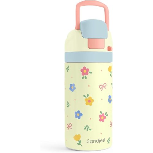 Floral Kids Insulated Stainless Steel Water Bottle 16 Oz, Travel Tumbler for School, Sports for Girls, Birthday, Back To School