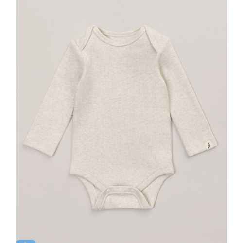 Organic Cotton Essential Long Sleeve Bodysuit - oatmeal heather