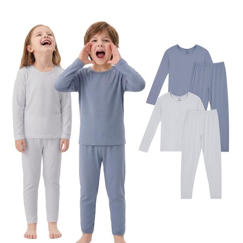 Amazon.com: PurComfy Bamboo Viscose Long Sleeve Toddler Pajama Set, Boys Girls, 4-Piece | Breathable Comfort Bamboo PJs, Toddler Long Sleeve Pajama Set