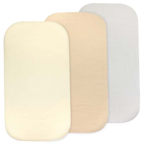 Bublo Baby Muslin Bassinet Sheet Set for Boy & Girl – 3 Pack Organic Cotton Universal Fitted Sheets (32×16×4 / 33×20×4 in)