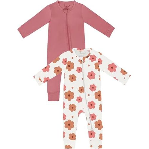 Jimonda Baby Romper Boys Girls Bamboo Pajamas 2-Way Zipper Footless Unisex Long Sleeve Sleepers Sleep and Play 0-24 Months