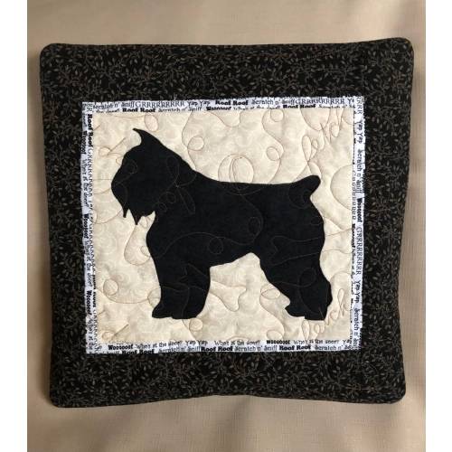 Bouvier des Flandres - Quilted Dog  pillow 16 inches