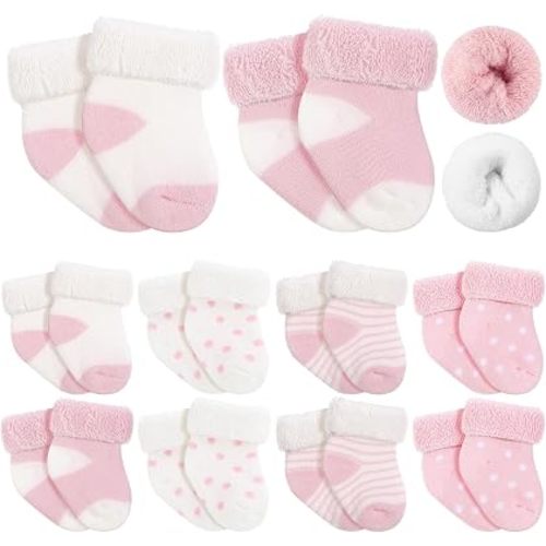 Twistover 10 pares de calcetines de algodón Terry para bebé prematuro con puño giratorio para recién nacidos, niñas y niños - Nicu