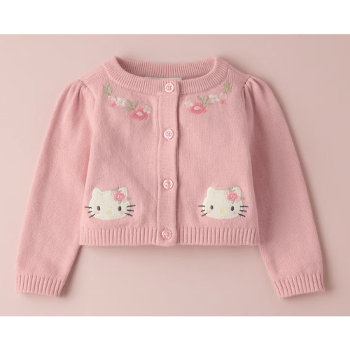 Baby Girls Hello Kitty® Applique Floral Cardigan - pink