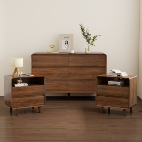 George Oliver Bedroom Dresser Set, Nightstand Set Of 2, Bedroom Dresser With 6 Drawer, Bedroom Furniture Set & Reviews | Wayfair