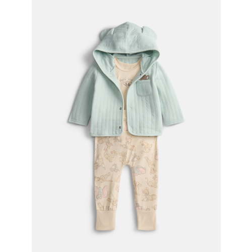 Disney Baby Wishes + Dreams Classics Hooded Cardigan, Bodysuit and Pants Set, 3-Piece, Sizes 0/3M-18M