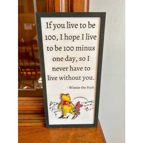 Winnie the Pooh 100 Days Hand Painted Wooden Wall Art for Home Decor, Love Quote Sign, Nursery, Baby Shower Gift, Anniversary Gift