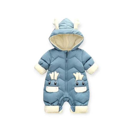 Hooded Baby Romper with Ears Warm Winter Jumpsuit 6M- 3 years